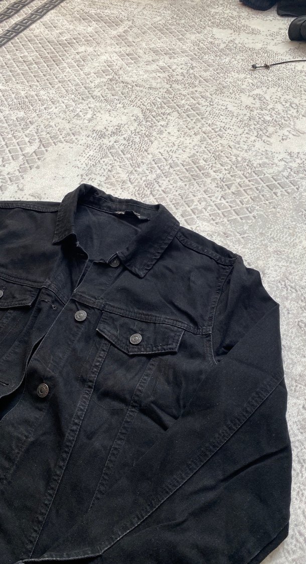 Siyah Denim kot Ceket - Görsel 4