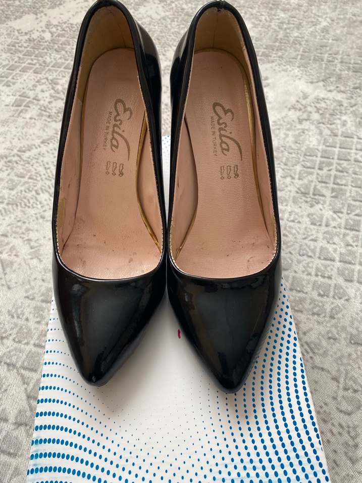 Siyah rugan Stiletto Topuklu - Görsel 4