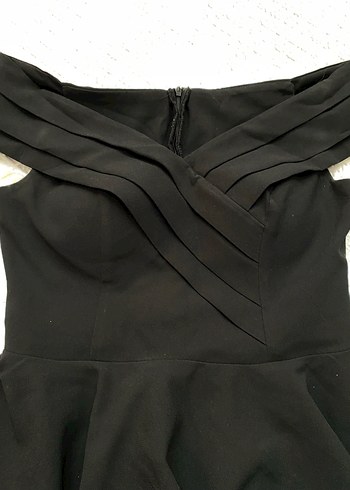 Siyah Kayık Yaka elbise - Görsel 3