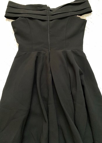 Siyah Kayık Yaka elbise - Görsel 4