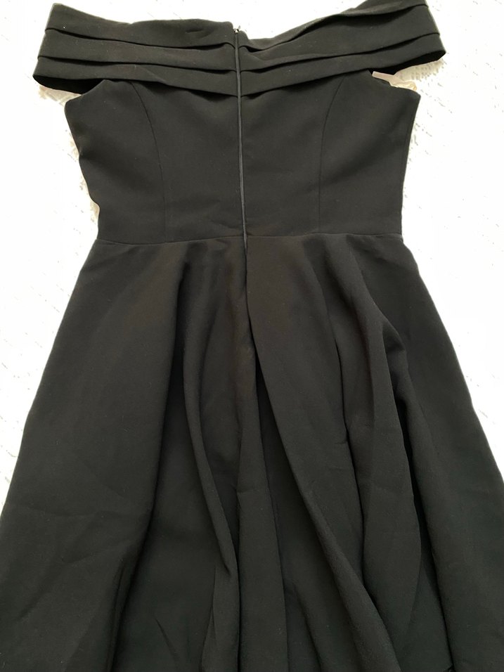 Siyah Kayık Yaka elbise - Görsel 4