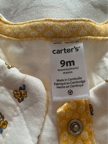 6-9 Ay Beden sarı Renk Carters 9 ay ceket hırka