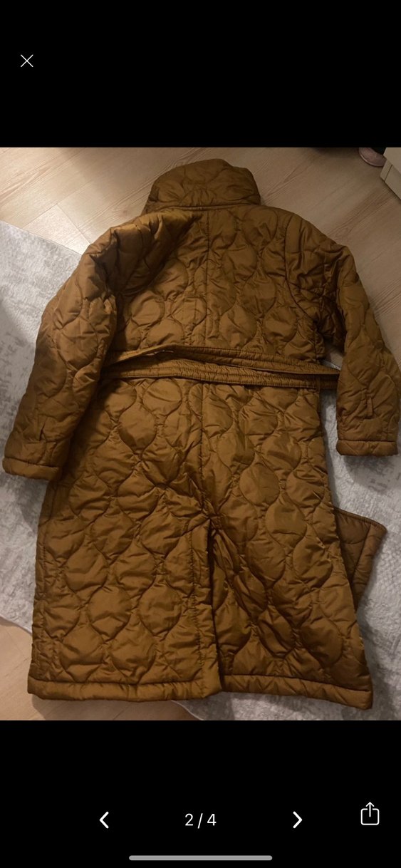 Düğmeli Kahverengi Uzun Kışlık Kadın Mont - Görsel 2