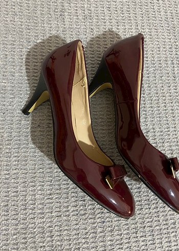 Bordo Rugan Tokalı Kadın Stiletto - Görsel 2