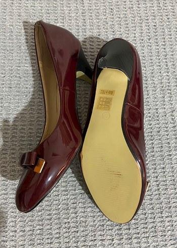 Bordo Rugan Tokalı Kadın Stiletto - Görsel 4