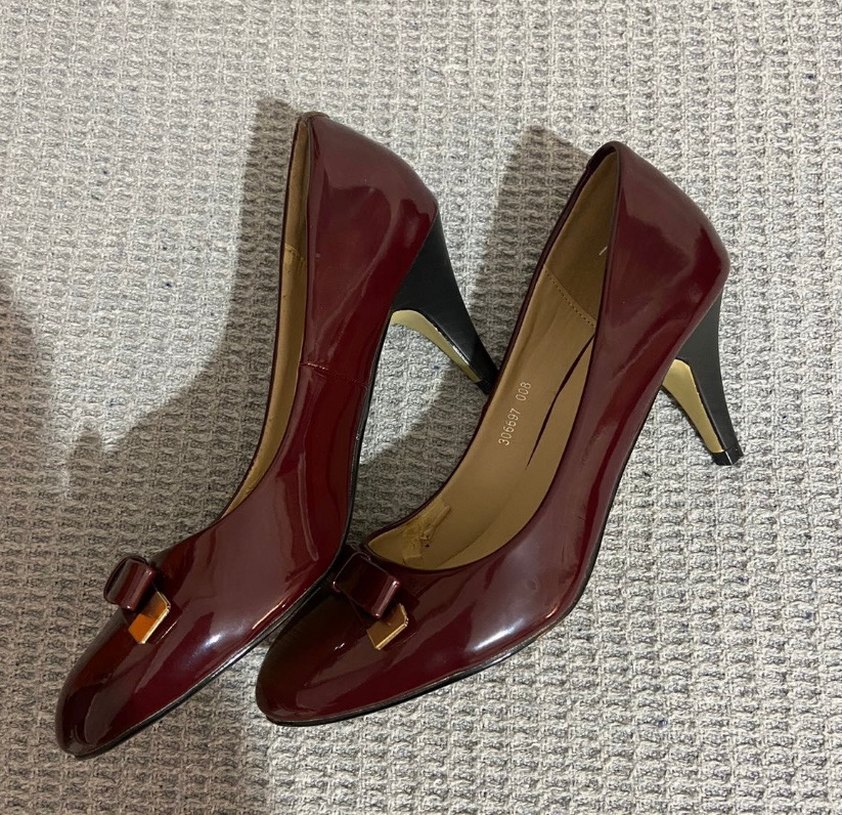 Bordo Rugan Tokalı Kadın Stiletto - Görsel 3