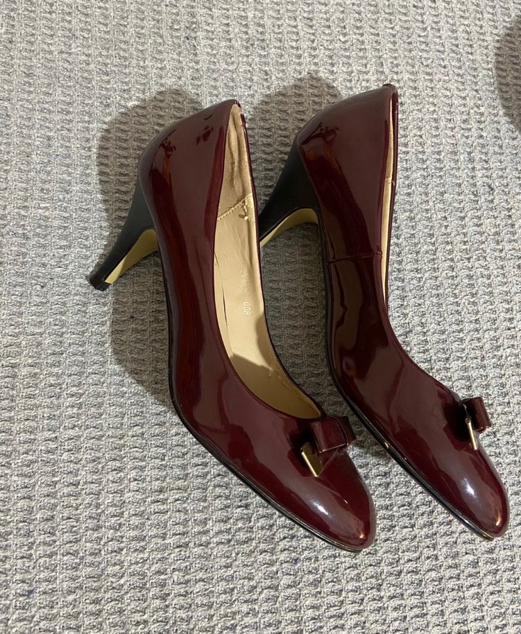 Bordo Rugan Tokalı Kadın Stiletto - Görsel 2