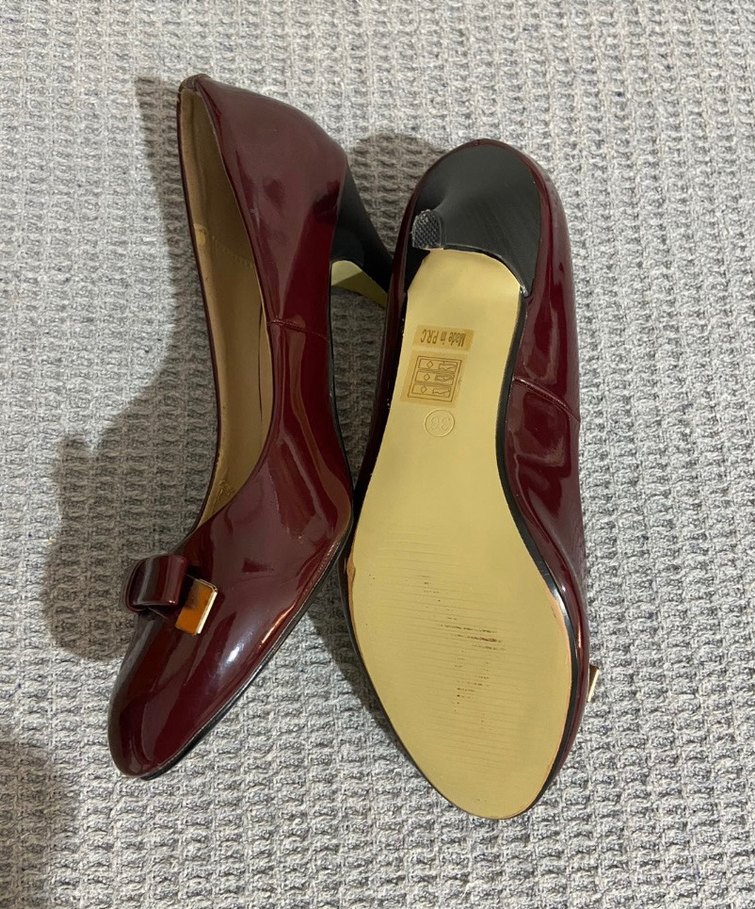 Bordo Rugan Tokalı Kadın Stiletto - Görsel 4