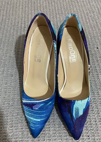 Renkli Mavi Stiletto Kadın Ayakkabı - Görsel 2