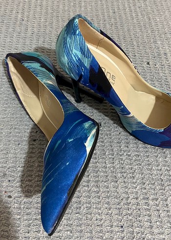 Renkli Mavi Stiletto Kadın Ayakkabı - Görsel 4