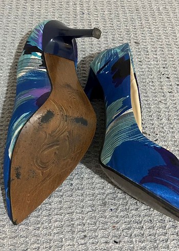 Renkli Mavi Stiletto Kadın Ayakkabı - Görsel 3