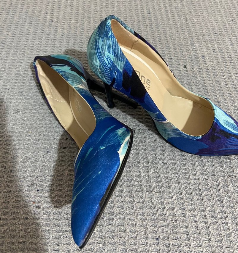 Renkli Mavi Stiletto Kadın Ayakkabı - Görsel 4