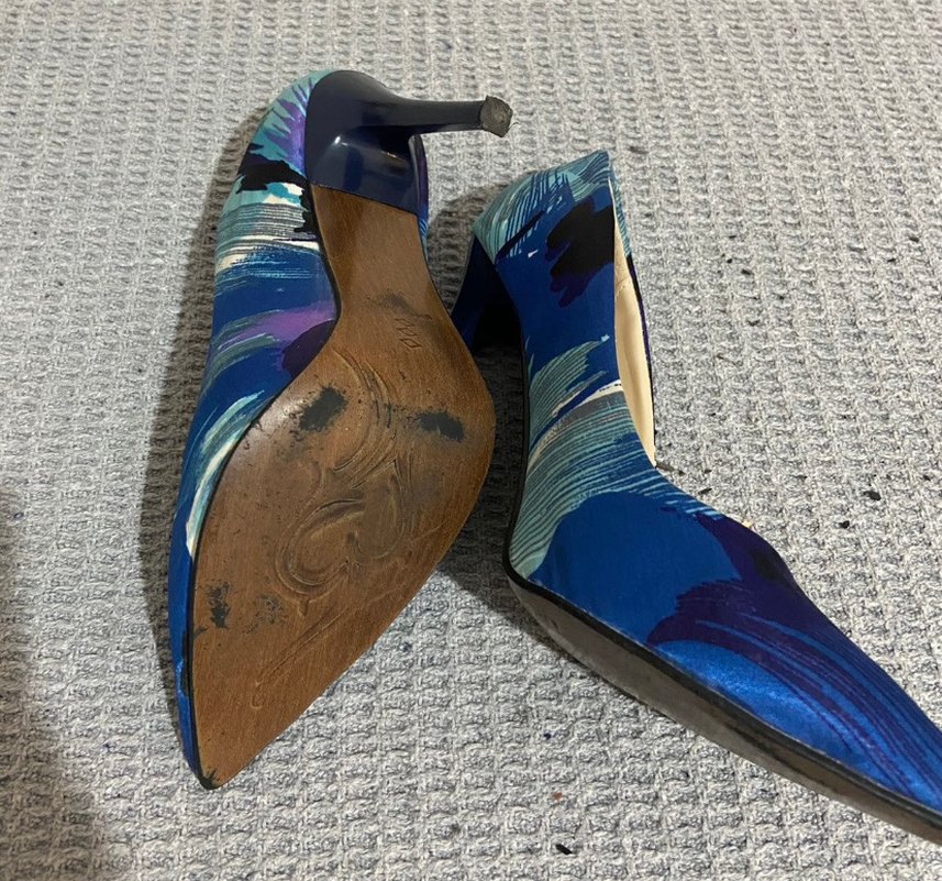 Renkli Mavi Stiletto Kadın Ayakkabı - Görsel 3