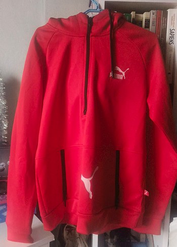 Kırmızı Fermuarlı Sweatshirt