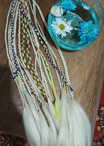 Renkli Boncuklu Örgülü Bohem Saç Aksesuarı - Görsel 3