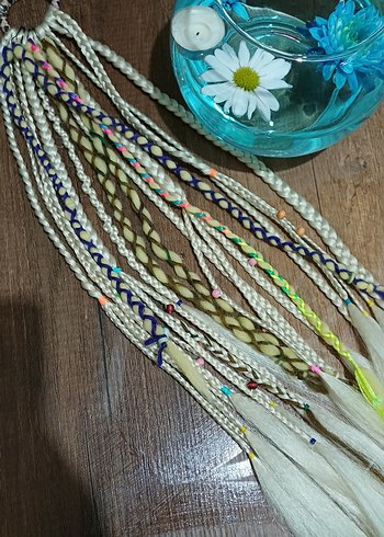 Renkli Boncuklu Örgülü Bohem Saç Aksesuarı - Görsel 4