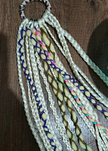 Renkli Boncuklu Örgülü Bohem Saç Aksesuarı - Görsel 2