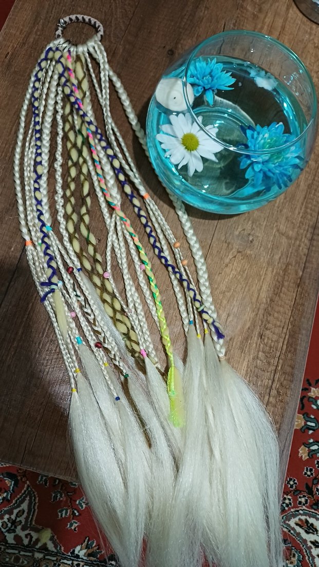 Renkli Boncuklu Örgülü Bohem Saç Aksesuarı - Görsel 3