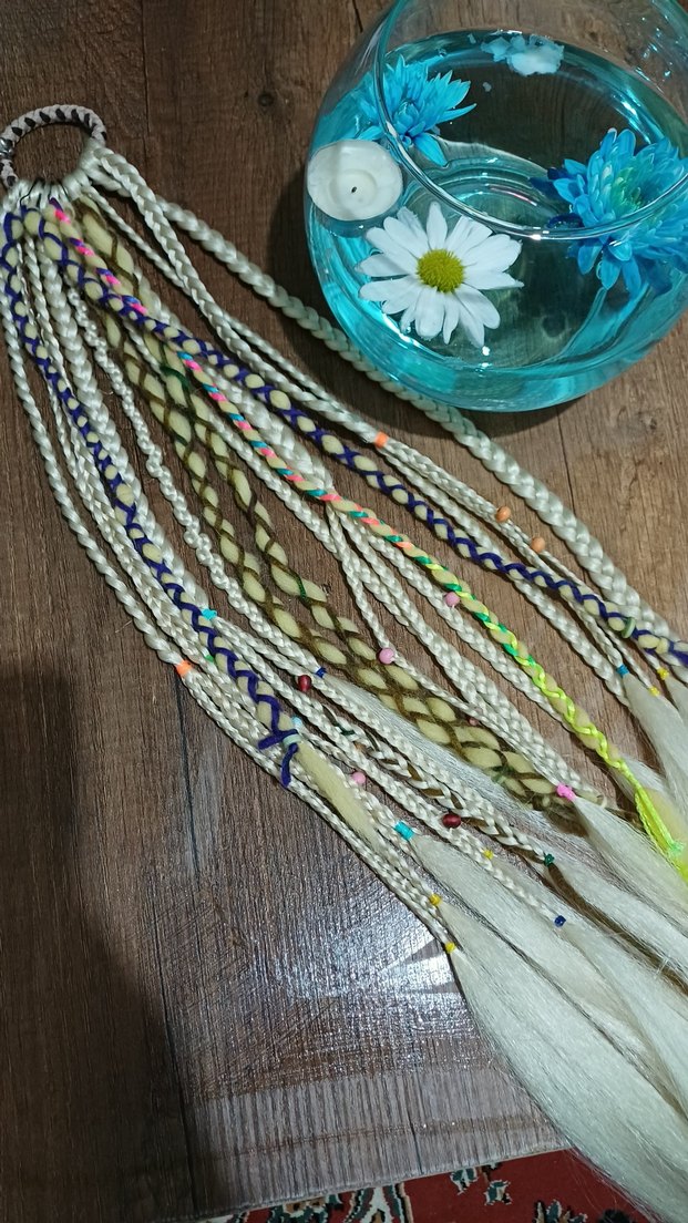 Renkli Boncuklu Örgülü Bohem Saç Aksesuarı - Görsel 4