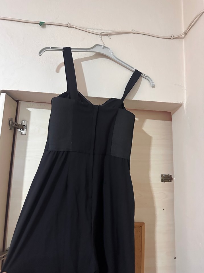 Siyah  İnce Askılı Tulum - Görsel 4