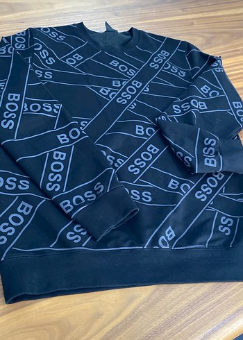 BOSS Baskılı Siyah Erkek Sweatshirt