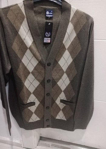 Bordo V Yaka Örgü Erkek Hırka - Görsel 2