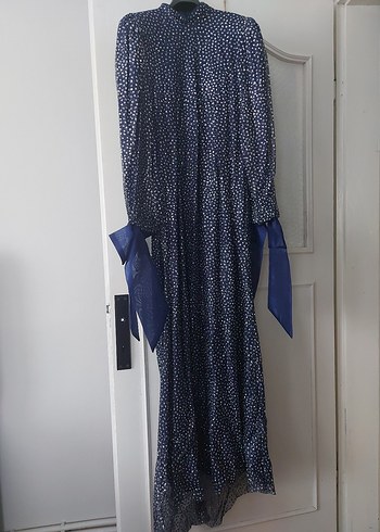 Mavi Uzun Pilili Kadın Elbise - Görsel 2