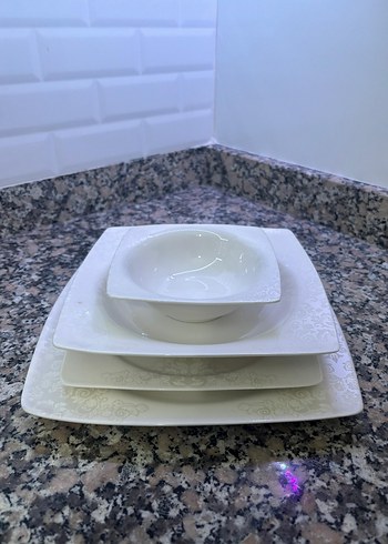 Beyaz Desenli Porselen Yemek Takımı - Görsel 8