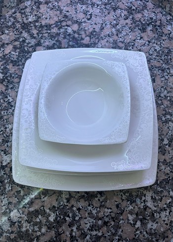 Beyaz Desenli Porselen Yemek Takımı - Görsel 7