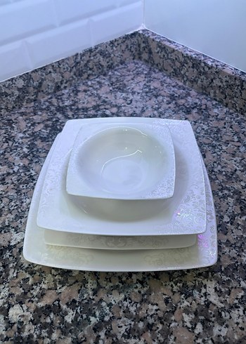 Beyaz Desenli Porselen Yemek Takımı - Görsel 6