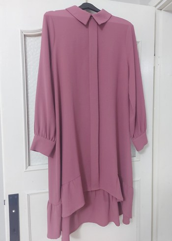 Pembe Uzun Kollu Salaş Elbise - Görsel 2