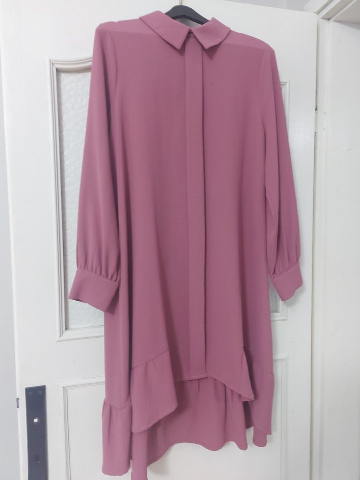 Pembe Uzun Kollu Salaş Elbise - Görsel 2