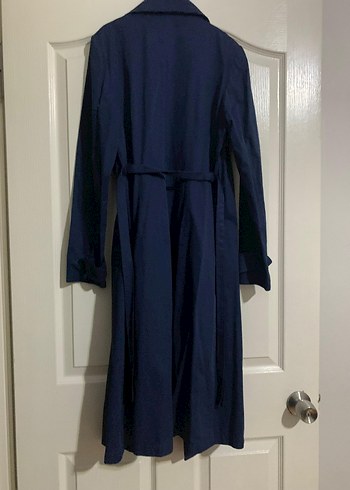 Kadın Mavi Uzun Silky Trençkot - Görsel 3