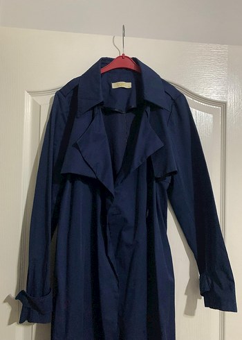 Kadın Mavi Uzun Silky Trençkot - Görsel 2