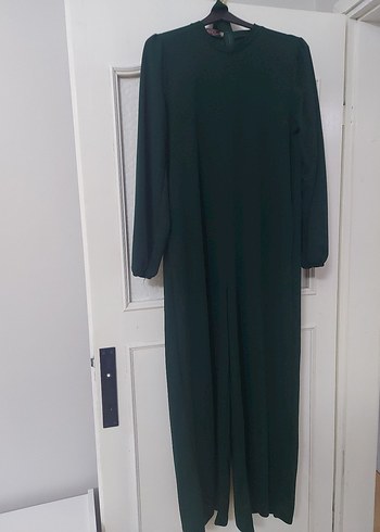 Kemerli Uzun Kollu Yeşil Tulum - Görsel 4