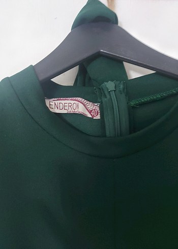 Kemerli Uzun Kollu Yeşil Tulum - Görsel 3