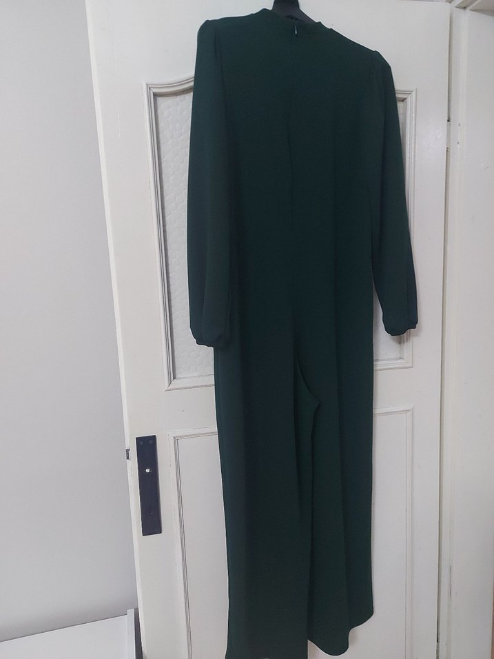 Kemerli Uzun Kollu Yeşil Tulum - Görsel 2