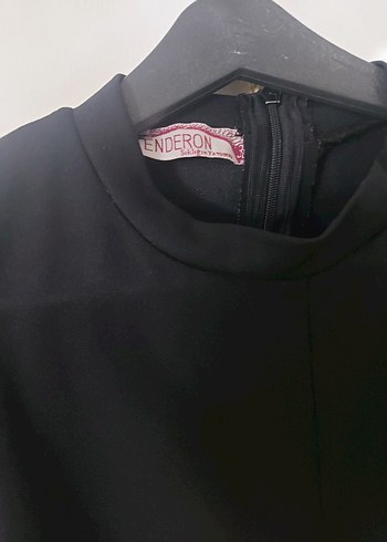 Kadın Siyah Uzun Tulum - Kemerli, Balıkçı Yaka - Görsel 2