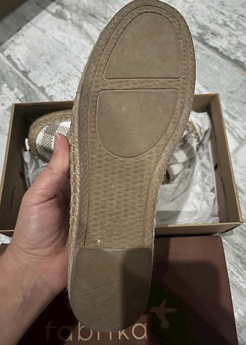 Fabrika Kadın Ekoseli Bej Dolgu Topuklu Espadril