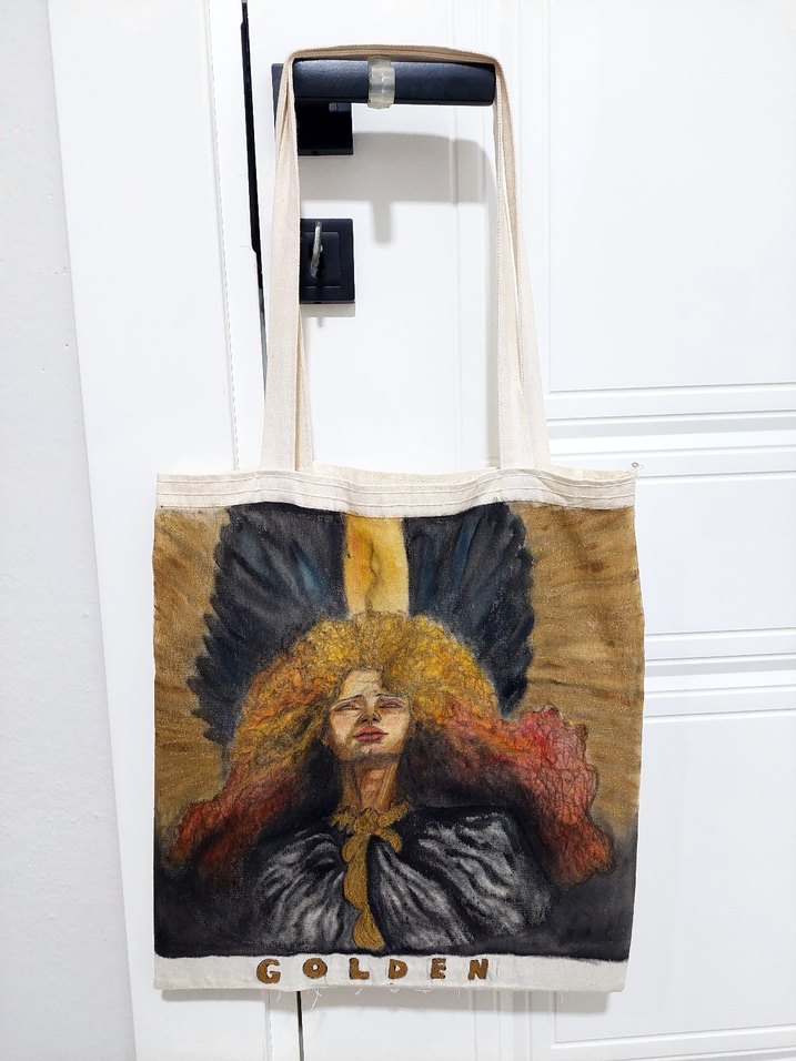 Golden tote bag/bez
çanta - Görsel 2