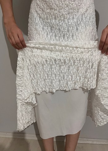 Dantel Detaylı Beyaz etek - Görsel 2