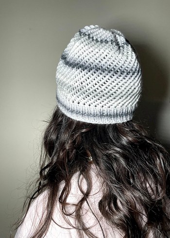 Gri Kadın Örgü Bere - Görsel 3