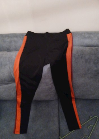 koton Siyah Turuncu Yan Şeritli Spor Tayt