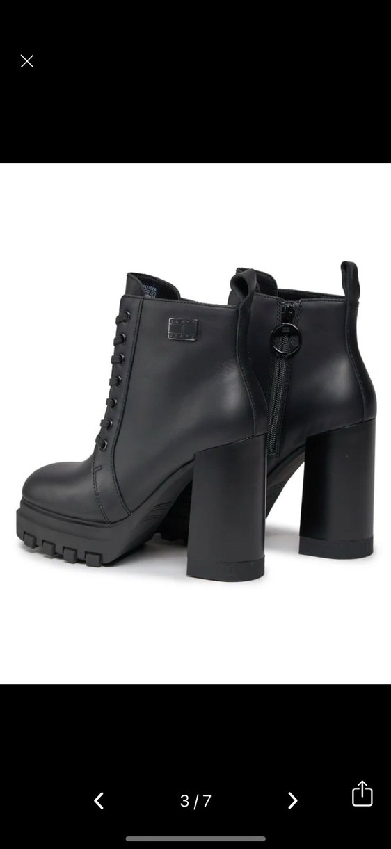 Tommy Hilfiger Kadın Siyah Deri Goth Topuklu Bot - Görsel 2