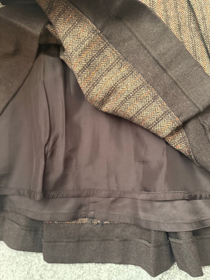 Machka Marka Yün Bohem Tarzı Kahverengi Pilili Mini Etek - Görsel 5