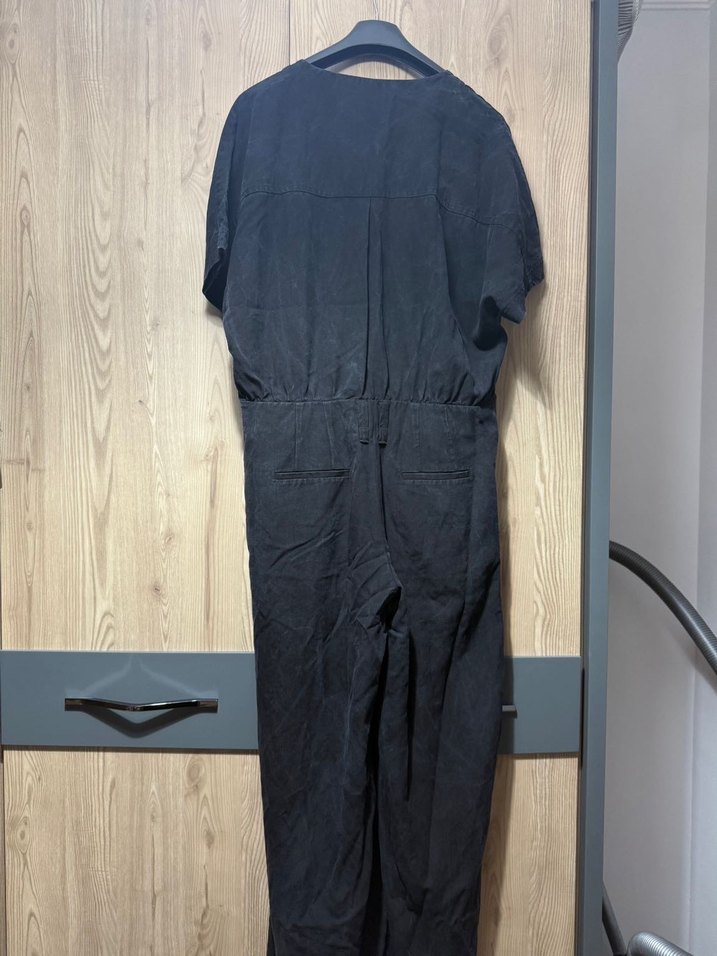 Massimo Dutti V Yakalı Keten Midi Tulum - Görsel 5