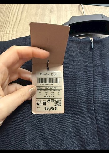 Massimo Dutti Lacivert Uzun Kolsuz Keten Elbise - Görsel 2