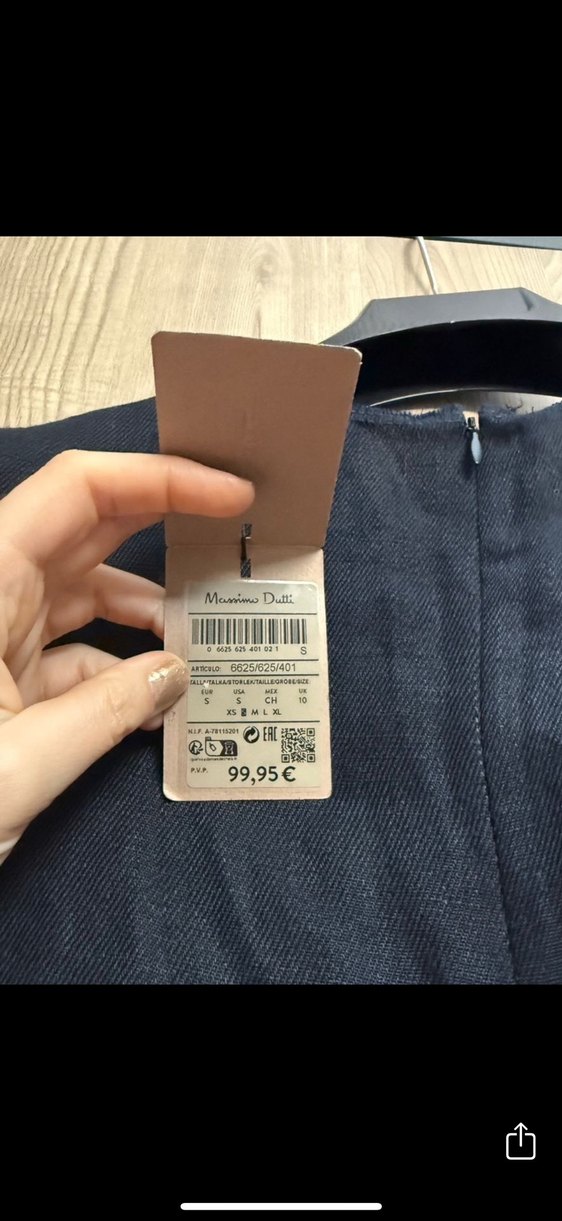 Massimo Dutti Lacivert Uzun Kolsuz Keten Elbise - Görsel 2