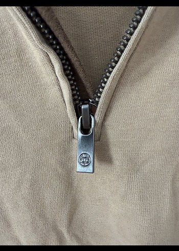 Massimo Dutti Bej Yüksek Yakalı Fermuarlı Erkek Sweatshirt - Görsel 3