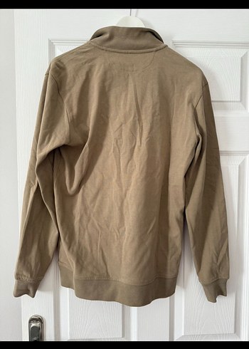 Massimo Dutti Bej Yüksek Yakalı Fermuarlı Erkek Sweatshirt - Görsel 5